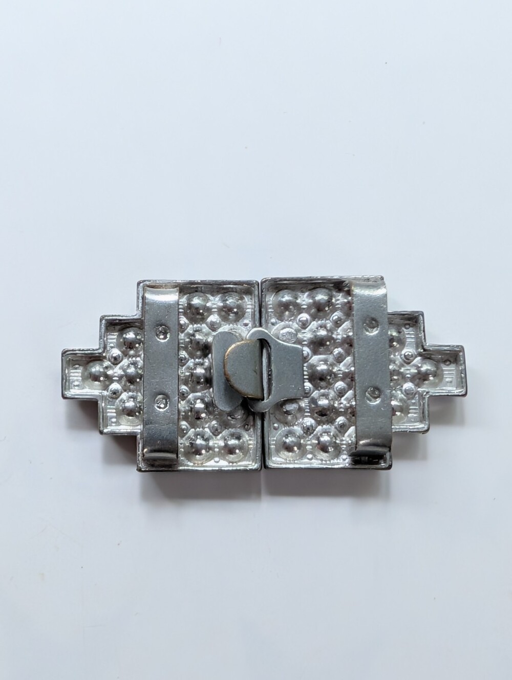 Vintage Silver Tone Art Deco Pave Rhinestone Collectible Evening Belt Buckle - Picture 2 of 5